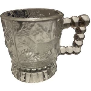 Antique EAPG Bryce Brothers Pointing Dog Child’s Glass Mug – Victorian